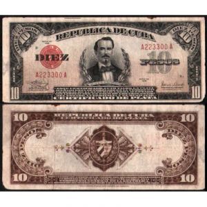 1938 Cuba Certificado Plata 10 Pesos XF Banknote