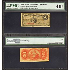 1876 Fifty cents Banco Espanol de La Habana PMG40