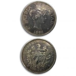 1898 1 Peso Cuba Silver Coin