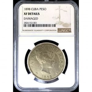 1898 1 Peso Cuba Silver Coin XF (NGC-XF)