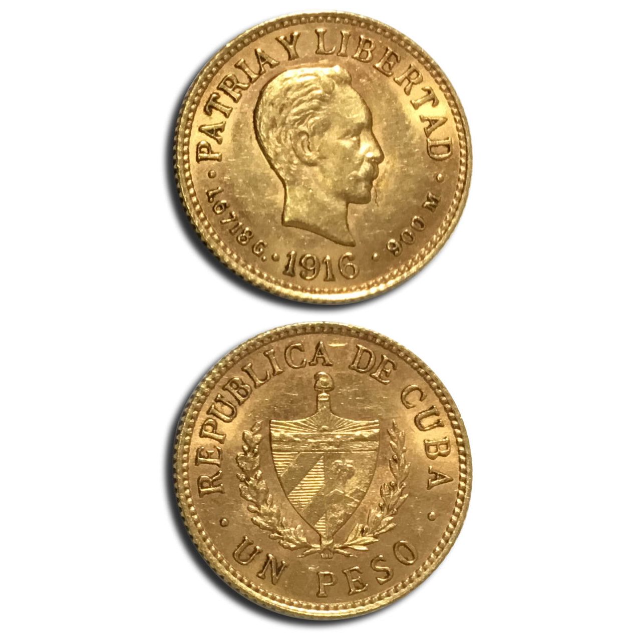 Vintage Cuba Coins > 1916 1 Peso Cuba Gold Coin Ungraded KM# 16 ...