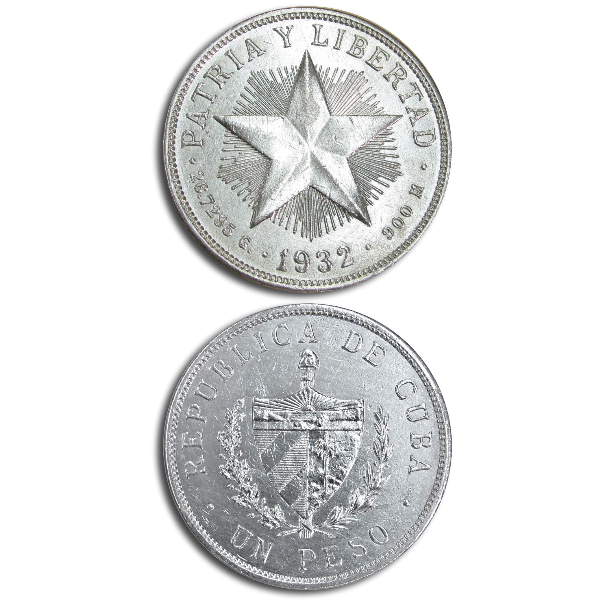 cuba 1932 coins coin cuban silver peso star collectible