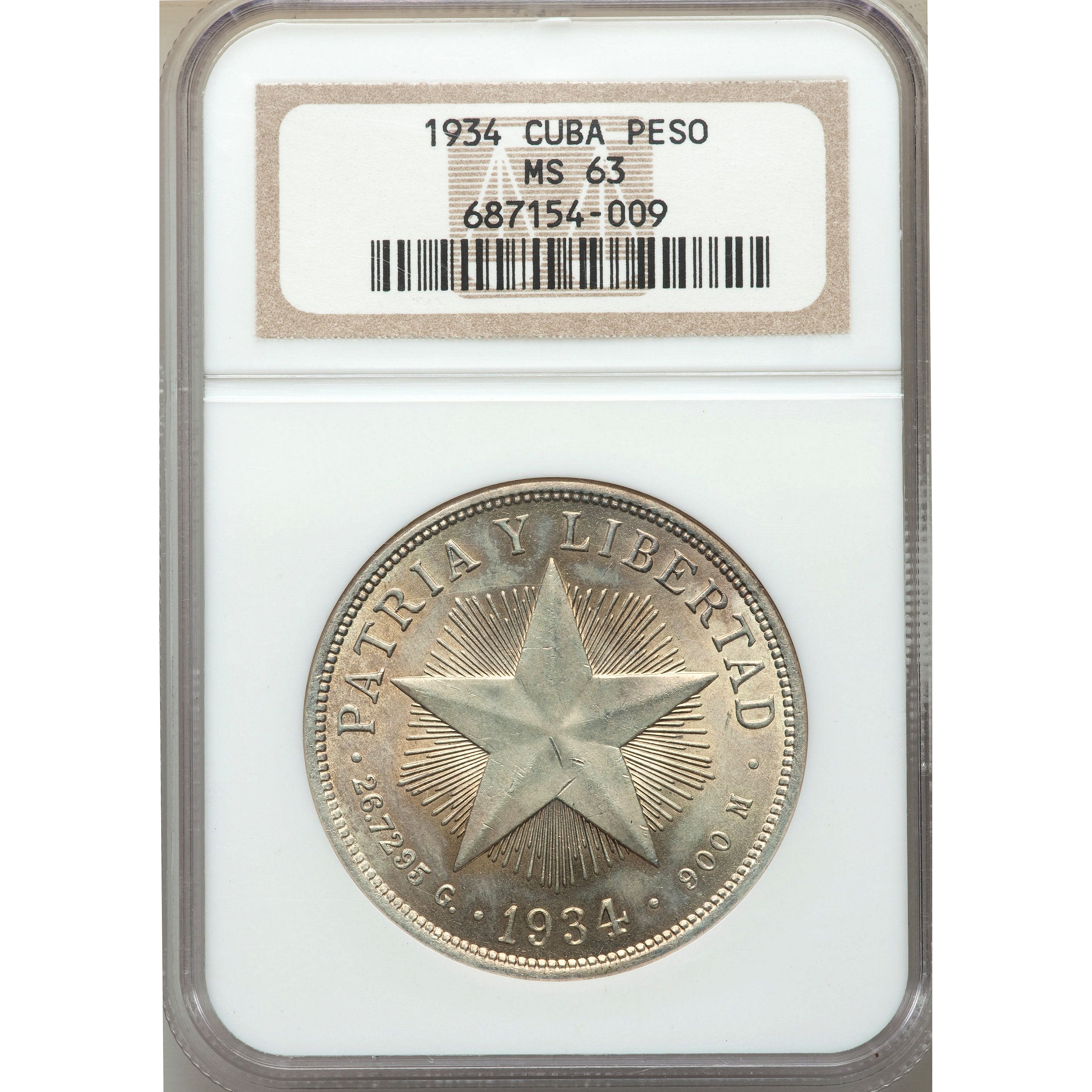 1934 peso cuba coins cuban silver ms63 rare coin