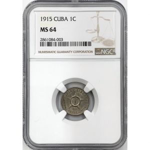 1915 1 Centavo Cuba Coin MS64 KM# 9.1